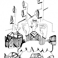 Desenho de André Ruivo, do livro Mistery Park (colecção CCC#14, Chili Com Carne + The Inspector Cheese Adventures; 2012)